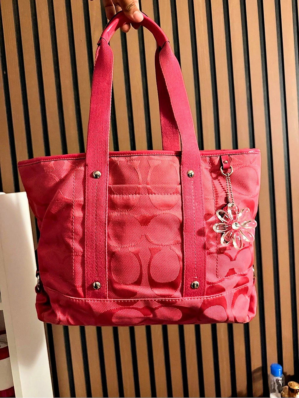 Coach Pink Kyra Signature Tote